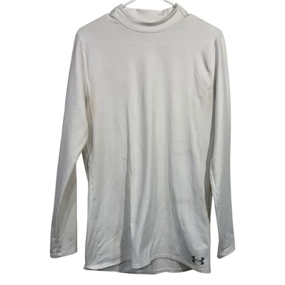 Under Armour Cold Gear White Mock Neck Cold Gear Long Sleeve Athletic Shirt - Picture 1 of 5